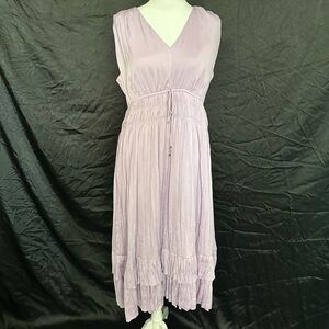 White House Black Market Purple Rose Tiered Ruffled Midi Dress